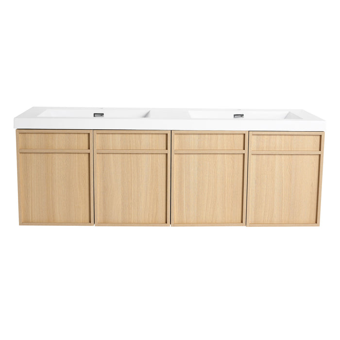 Wall-Mounted Bathroom Vanity With Resin Sink And Soft Closing Doors