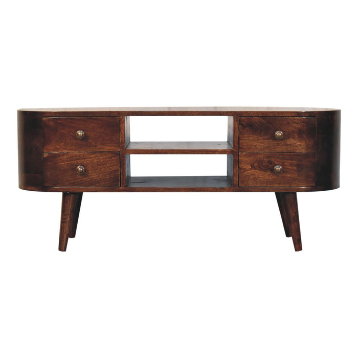 Solid Wood Rounded Entertainment Unit
