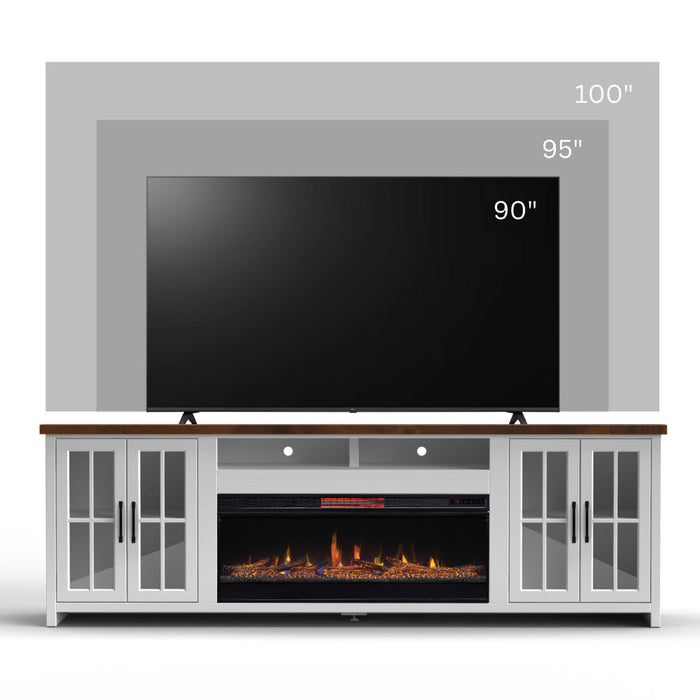 Fireplace TV Stand Console & Fixed Shelves