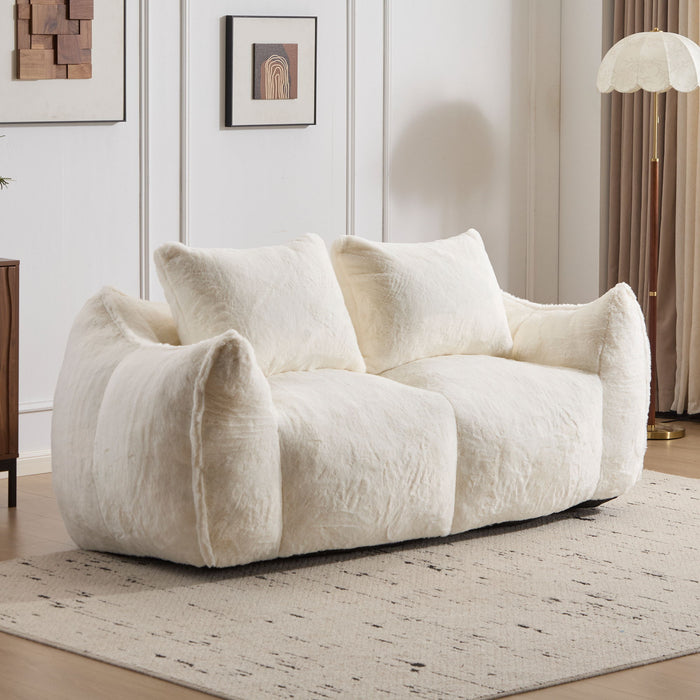 Giant Bean Bag Couch, Ultra Soft Fluffy Loveseat For Living Room