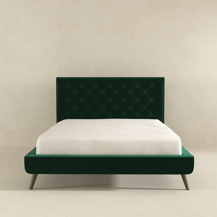 Dillon - Mid-Century Modern Velvet Platform Bed