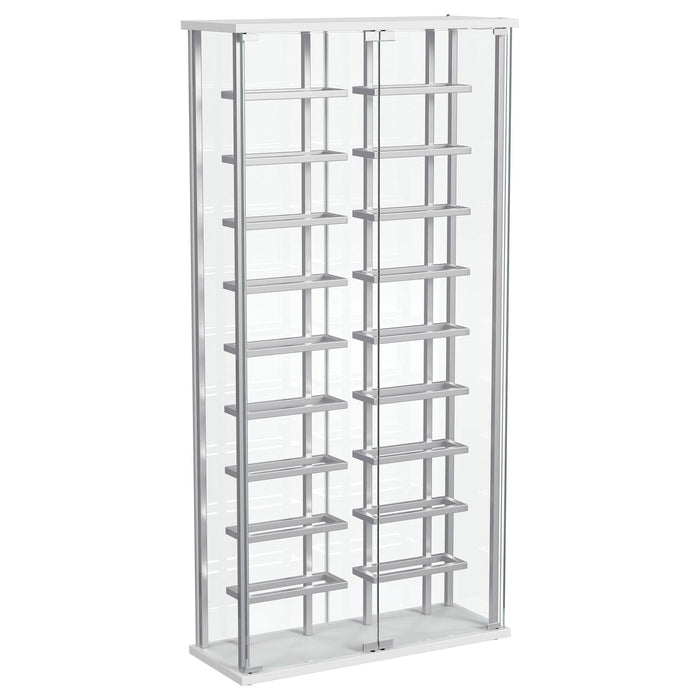 Wine Storage LED Curio Cabinet - Chrome