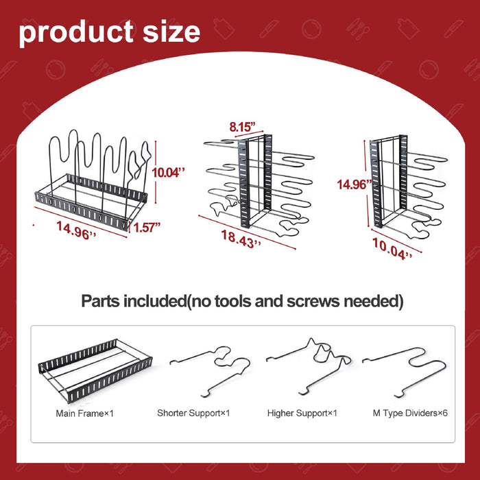 Adjustable Pot Rack Kitchen Storage Organizer - Black