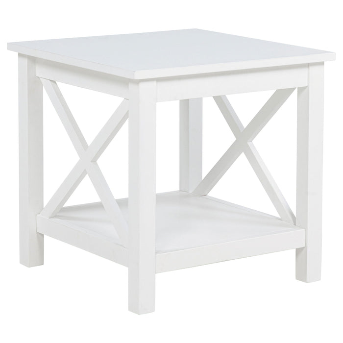 Slater - End Table With X Frame Trim - White