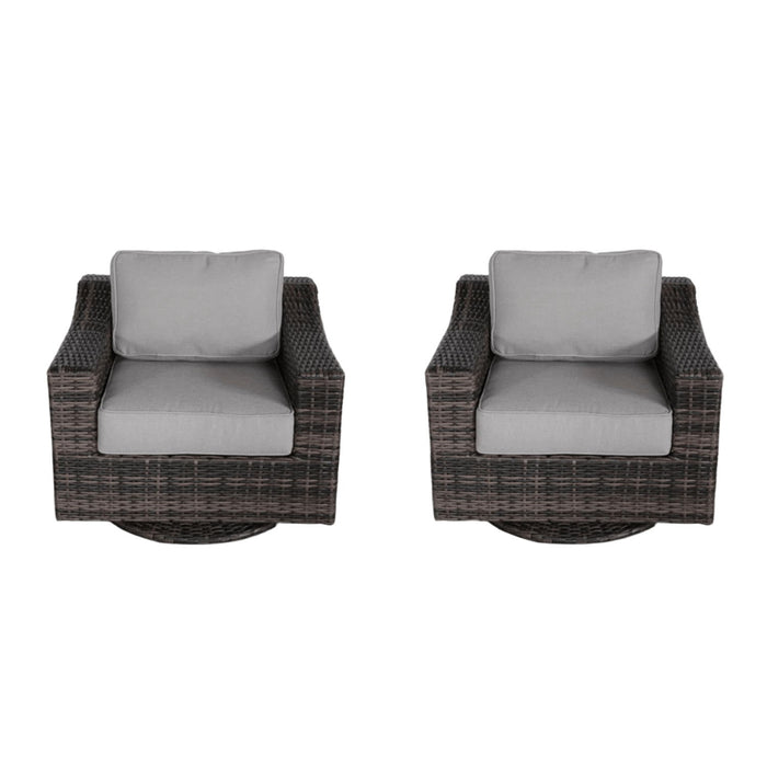 Outdoor Swivel Patio Chair With Cushions (Set of 2) - Brown