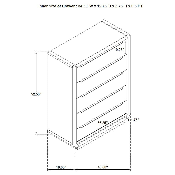 Bangor - 5 Drawer Bedroom Chest - Black