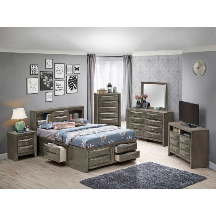 Modern Design Storage Bed With Bookcase Headboard