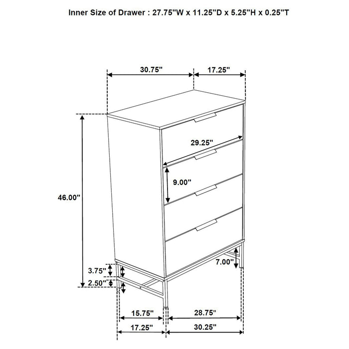 Taraval - 4 Drawer Chest - White