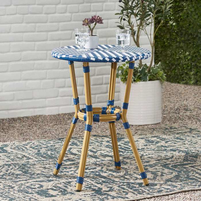 French Bistro Table Outdoor Elegance - White / Blue