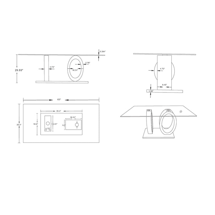 Royce - Dining Table Ecom - White / Gray