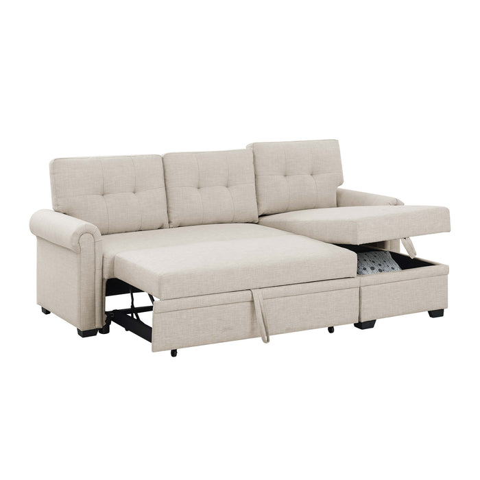 Upholstered Sleeper Sofa With Reversible Storage Chaise