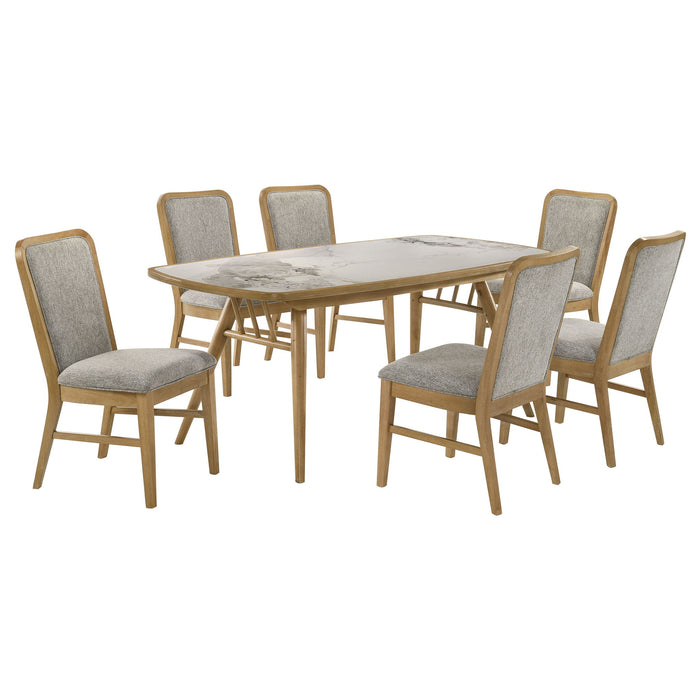 Teleli - 7 Piece Dining Set - Natural / Gray
