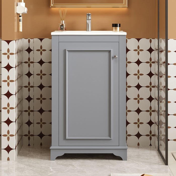 Bathroom Vanity With Sink, Freestanding Single Cabinet Set, Soft Close Door, Adjustable Shelf