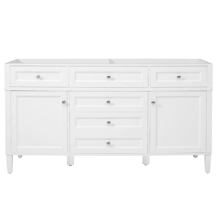 Bathroom Vanity Cabinet Only, 3 Drawers & 2 Doors, Adjustable Shelf, Soft Close Hinges - White