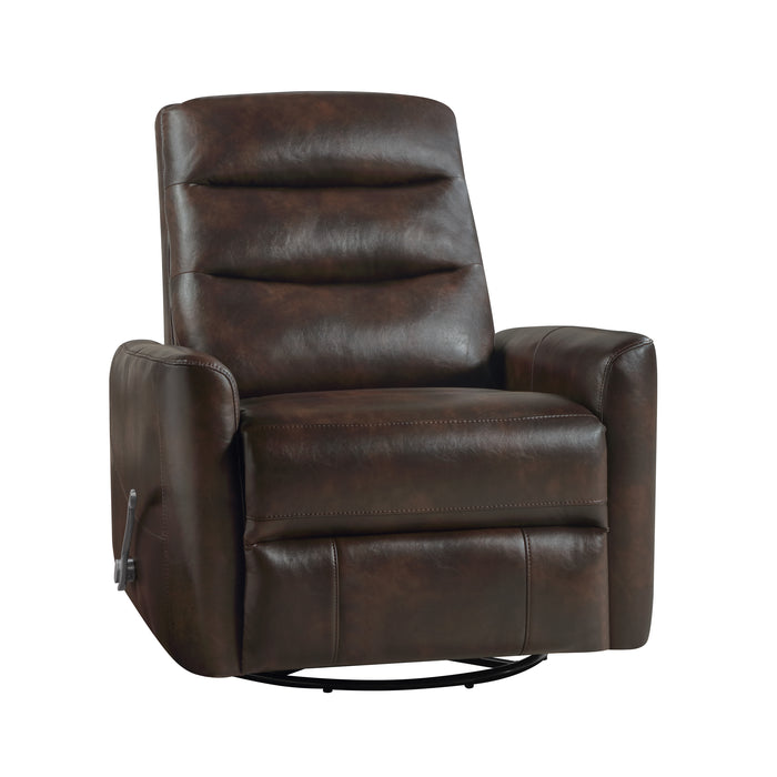 TAKAMI SWIVEL RECLINER BROWN VEGAN LEATHER