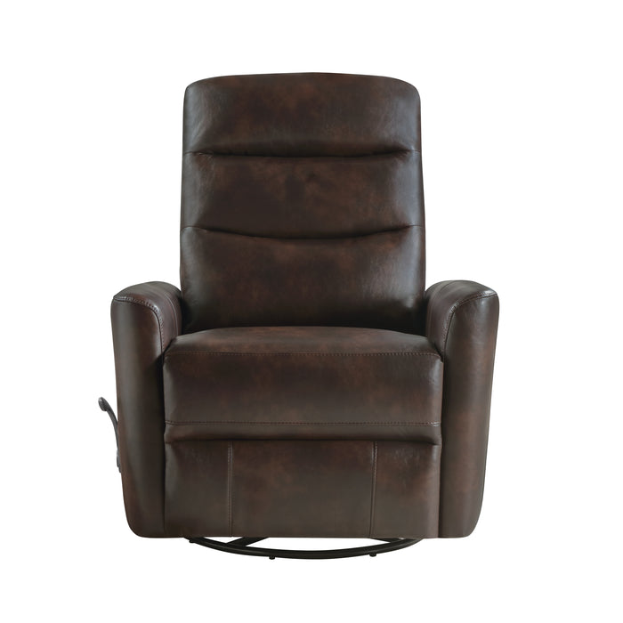 TAKAMI SWIVEL RECLINER BROWN VEGAN LEATHER