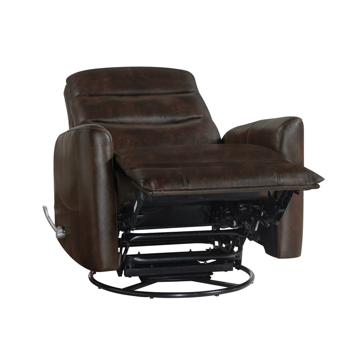 TAKAMI SWIVEL RECLINER BROWN VEGAN LEATHER