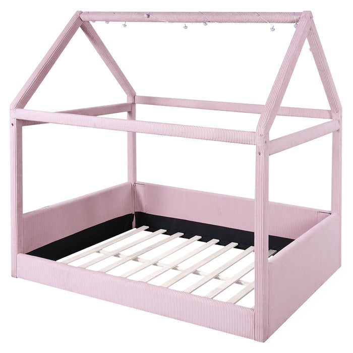 Upholstered House Style Daybed With LED Light Strips