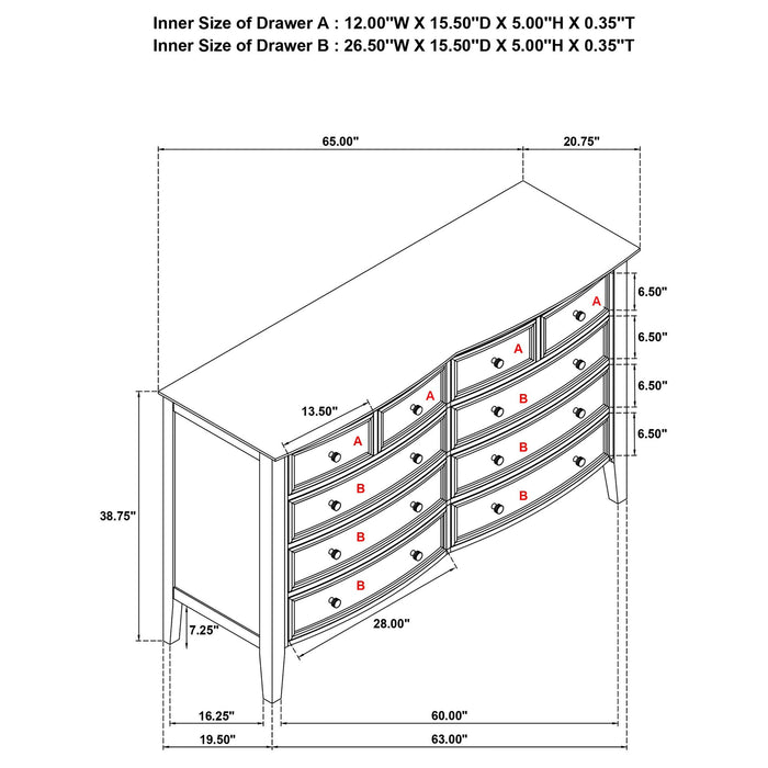 Talia - 10 Drawer Dresser Cabinet - White