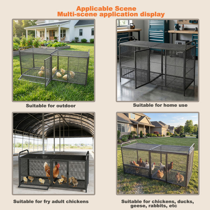 Chicken Cage, Poultry Breeding Coop - Black / Silver