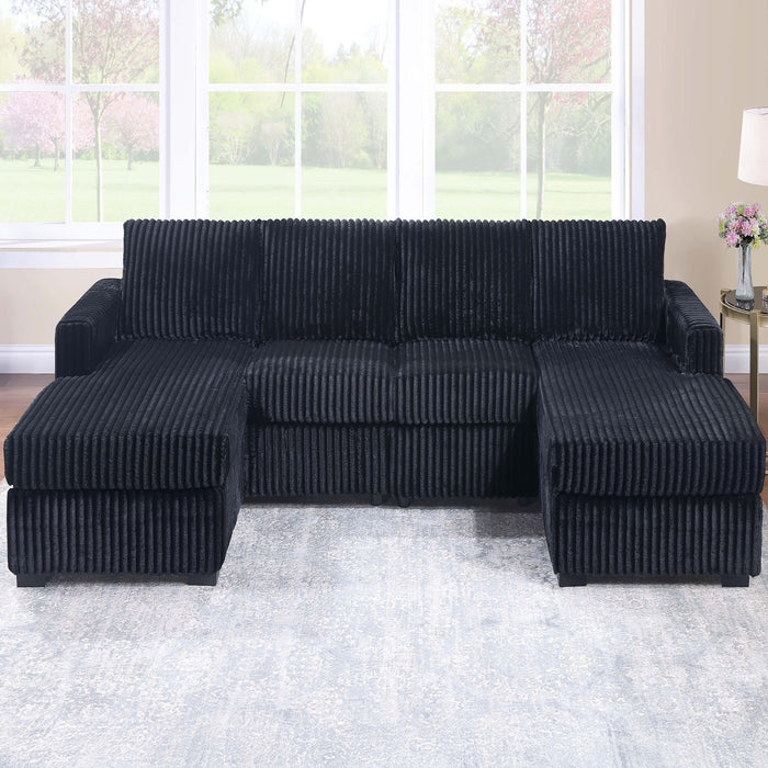 U-Shaped Sectional Set With Cushion Back Armless Chairs Right And Left Arm Chaise