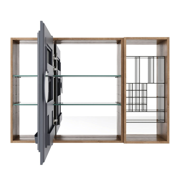 Wall Mounted Bathroom Mirror Cabinet, Adjustable Shelves - Imitative Oak