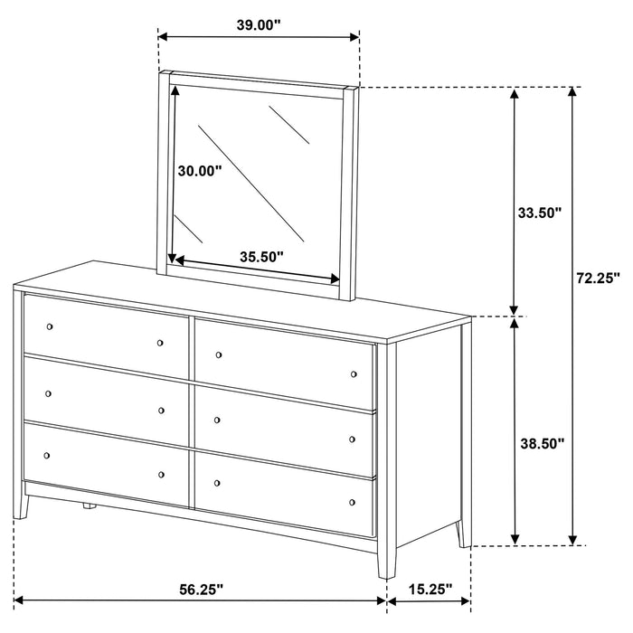 Clement - 6 Drawer Dresser With Mirror - Dark Coffee