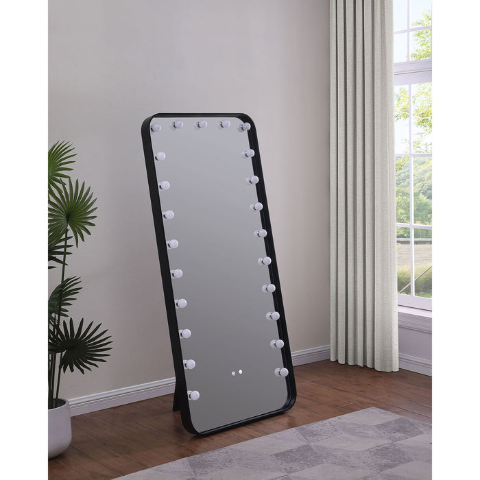 Villancourt - LED Standing Mirror With Speakers - Black