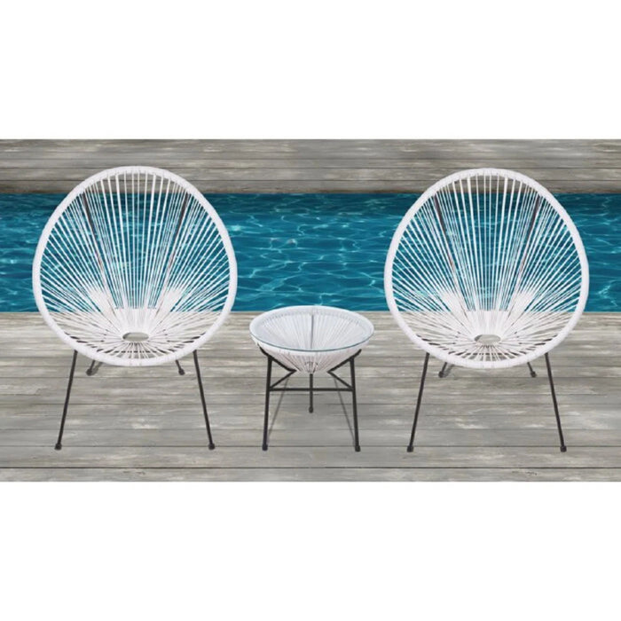 Outdoor Conversation Set With Ergonomic Lounge Chairs And Tempered Glass Table