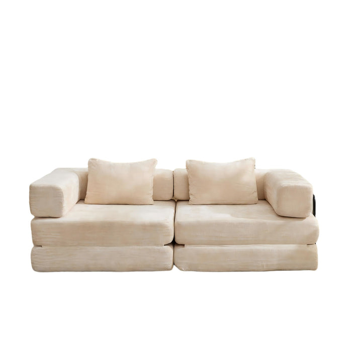 Convertible Floor Sofa Bed With Pillow Back Support Armrest