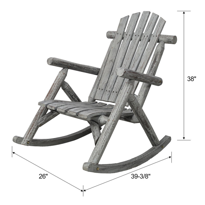 Durable Wooden Porch Rocker, Fir Log Rocking Chair