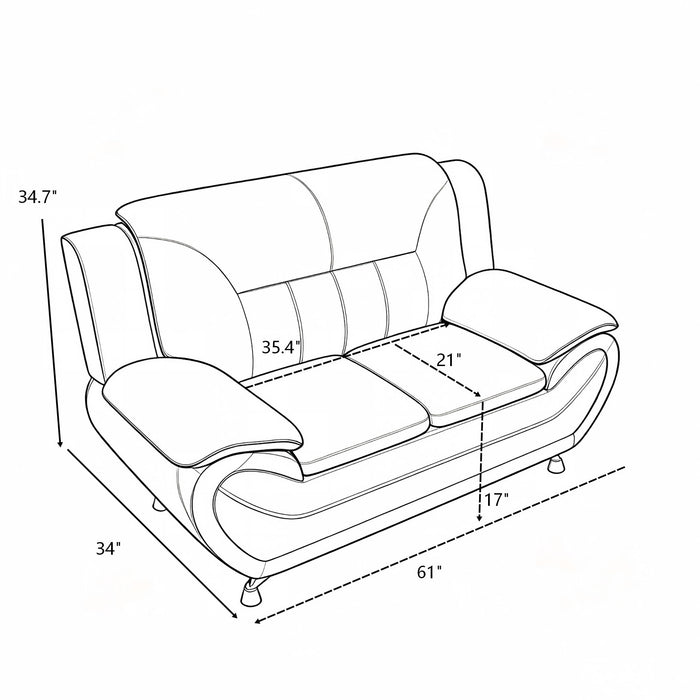 3 Piece Sofa Set, Upholstered Living Room Furniture - Camel