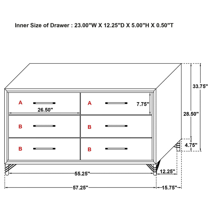 Malcolm - 6 Drawer Dresser Cabinet - Black