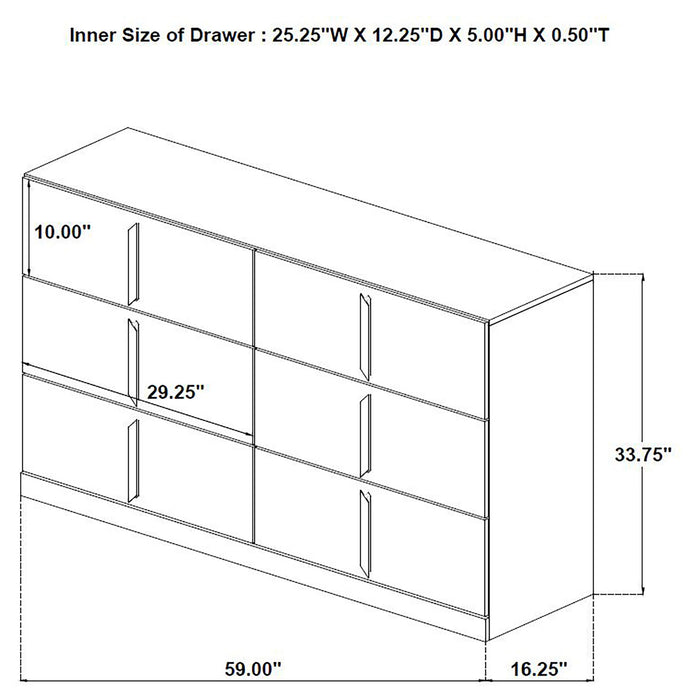 Lauryn - 6 Drawer Dresser Cabinet - Gloss White