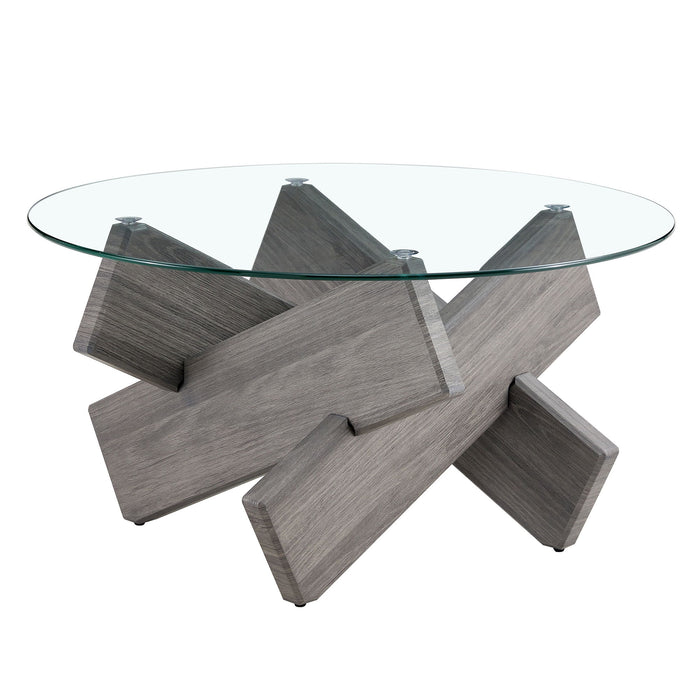 Modern Round Glass Coffee Table With Tempered Glass