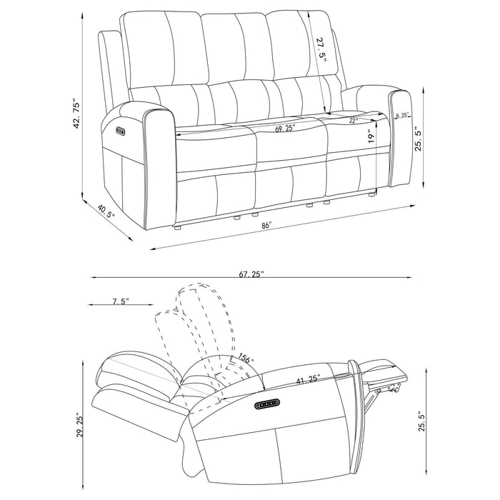 Boyce - Triple Power Reclining Sofa With Independent Headrest