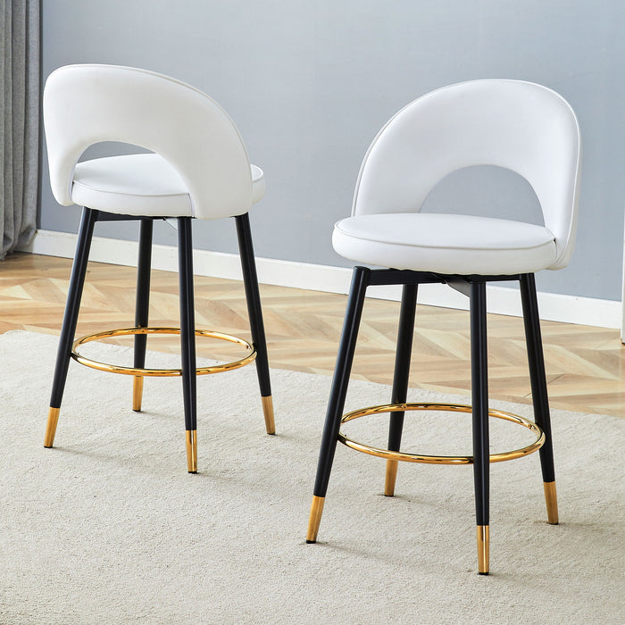 Upholstered Rotatable Bar Chair With Metal Legs For Dining Room