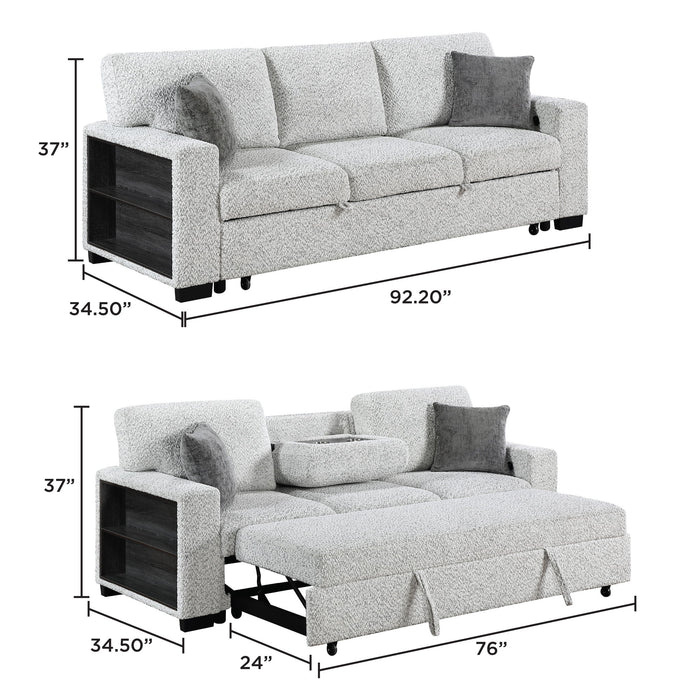 Prato - Sofa With Pull Out Sleeper And USB - Gray