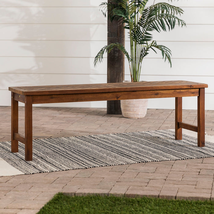 Modern Slat Top Solid Wood Patio Bench
