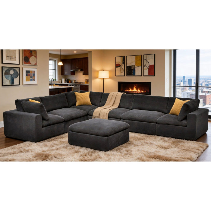 Custom Configuration Modular Sectional With Toss Pillows