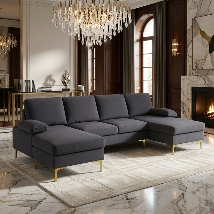 U - Shaped Sectional Sofa With Double Chaise