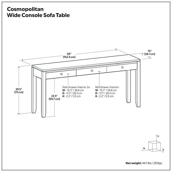 Cosmopolitan - Wide Console Sofa Table - Mahogany Brown