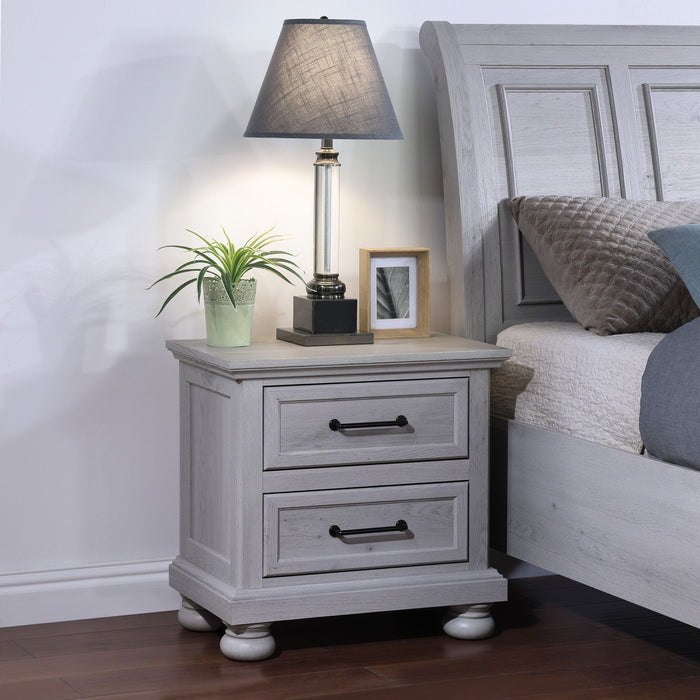2 Drawer Nightstand With USB Charging Station - Cool Gray