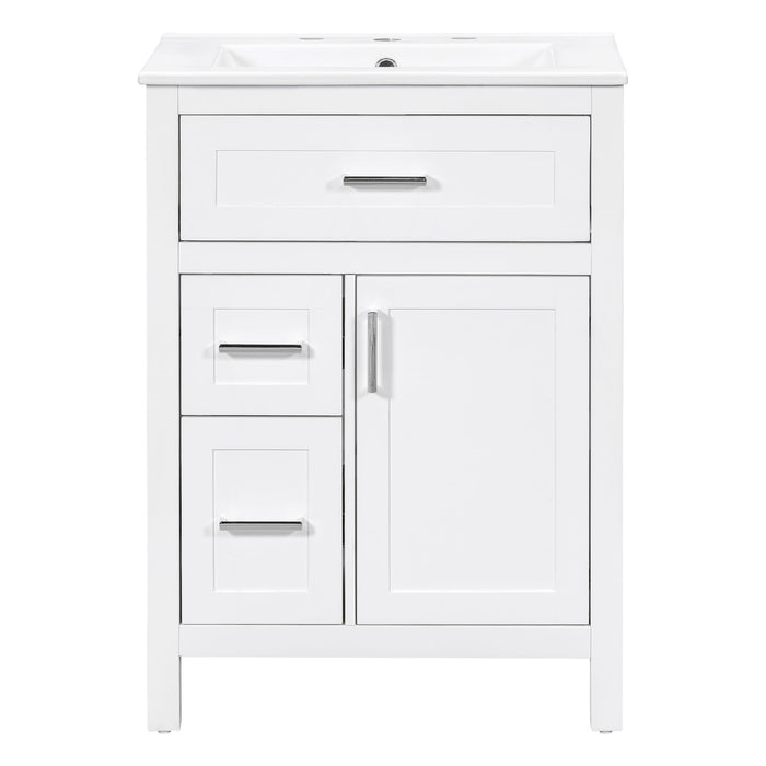 Modern Bathroom Vanity With Sink, Flip Drawer & 2 Drawers, Soft Close Hinges, Adjustable Shelf