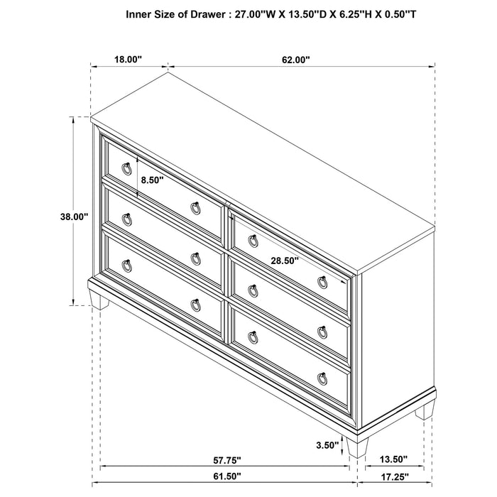 Wedner - 6 Drawer Dresser - Oak