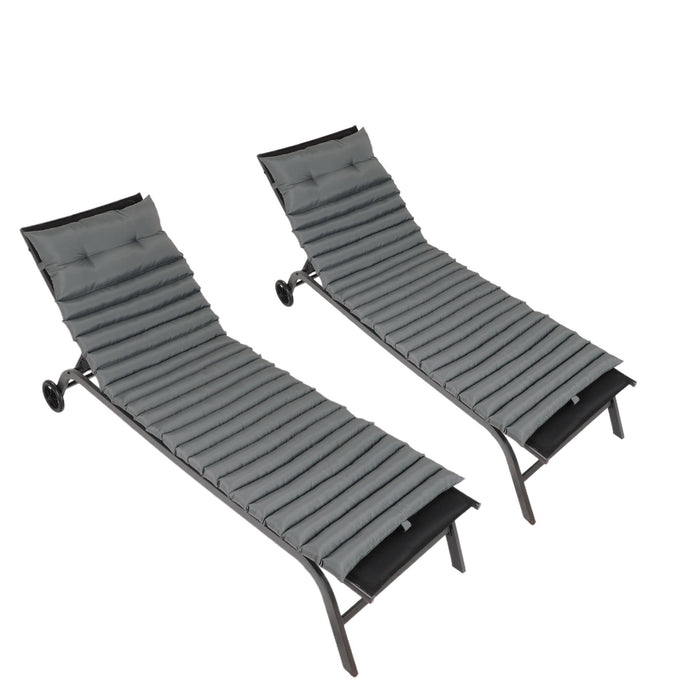 2 Piece Outdoor Chaise Lounge Chair Cushion Set