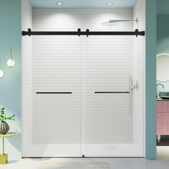 Frameless Double Sliding Soft-Close Shower Door, 3 / 8" (10Mm) Thick SGCC Tempered Glass Door, Matte