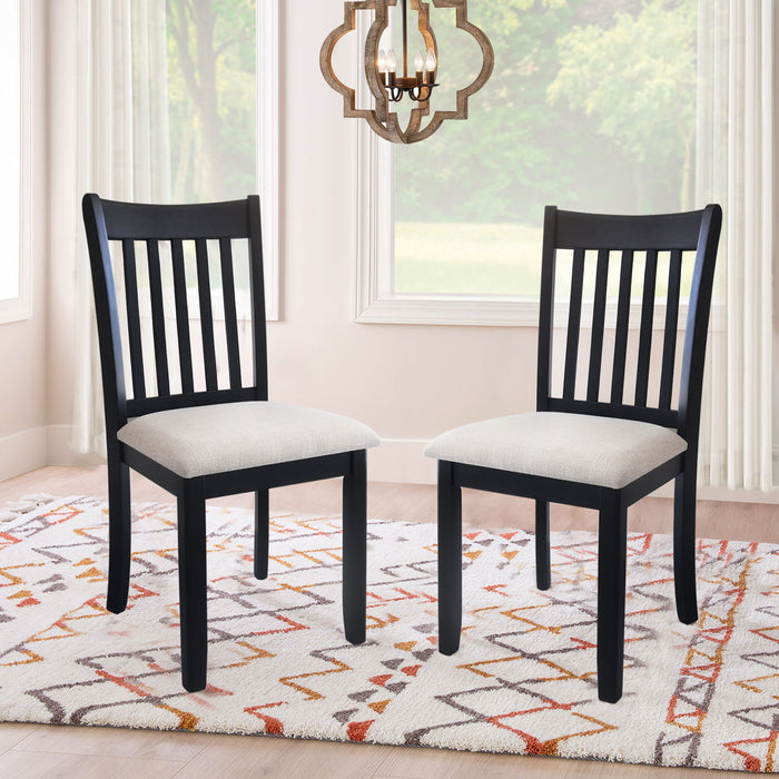 Modern Dining Chair, Wooden Back, Cushion Seats (Set of 2)