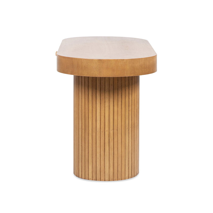 Jesse - Single Drawer Fluted Oval Console Desk - Honey Brown