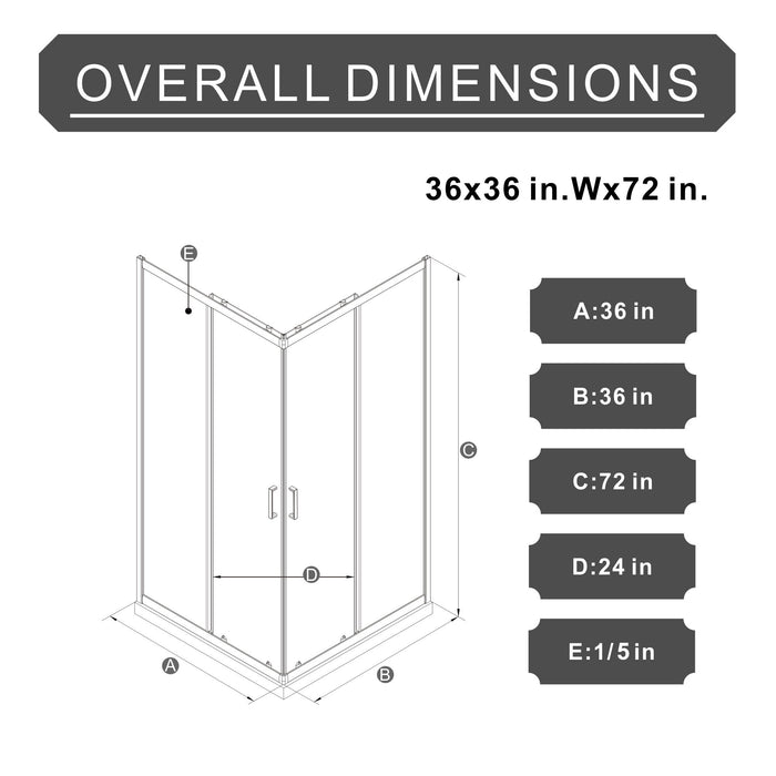 Corner Shower Door, Sliding Shower Enclosure - Matte Black
